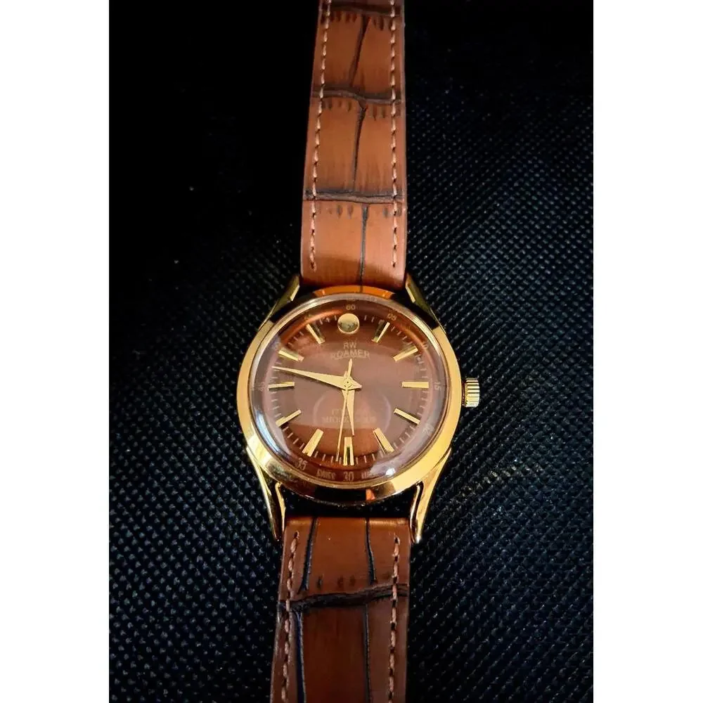 Vintage Roamer Men's Leather Mechanical Watch‎ RARE